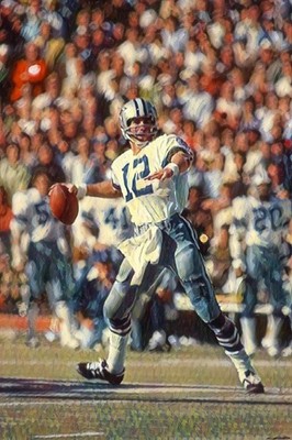 Roger Staubach 4x6 Art Card Dallas Cowboys Custom