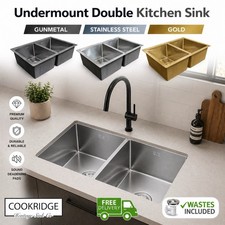 2.0 Inset Kitchen Sink Undermount 750mm Brushed Stainless Steel, Gold, Gunmetal