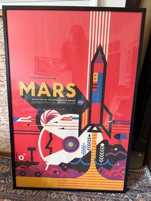 Original 2016 NASA JPL Mars ''Visionen'' der Zukunft'' Poster gerahmt 25''x36 neuwertig