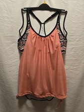 Womens Sz XL Tankini 2 Piece Swimsuit Black/Orange Nwots
