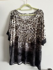 Monari Oberteil T-Shirt Tolle Leo-Optik Weicher Stoff -Top Zustand Gr. 46