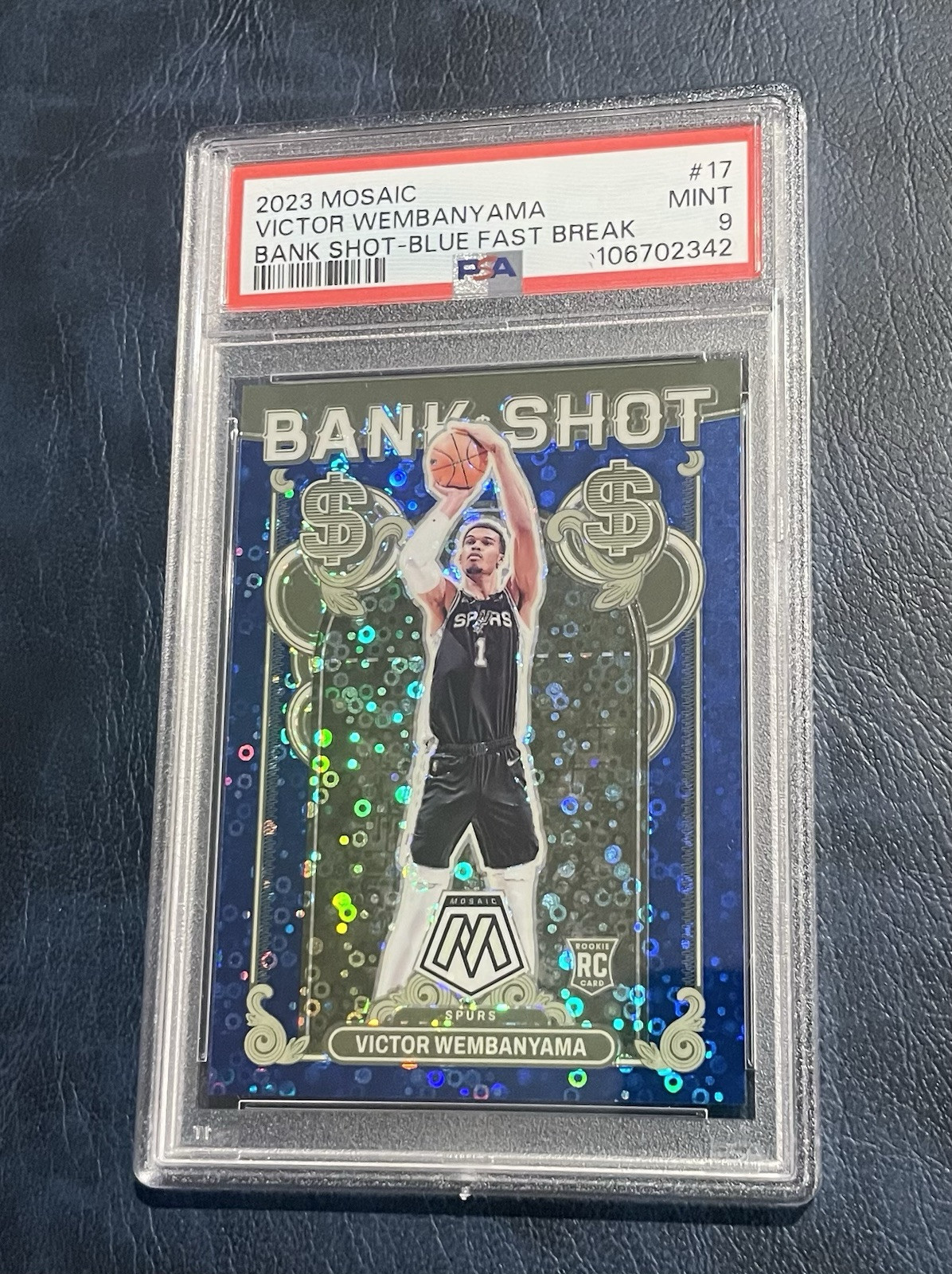 2023 Panini Mosaic - Victor Wembanyama Bank Shot Rookie Blue Fast Break /85 PSA9