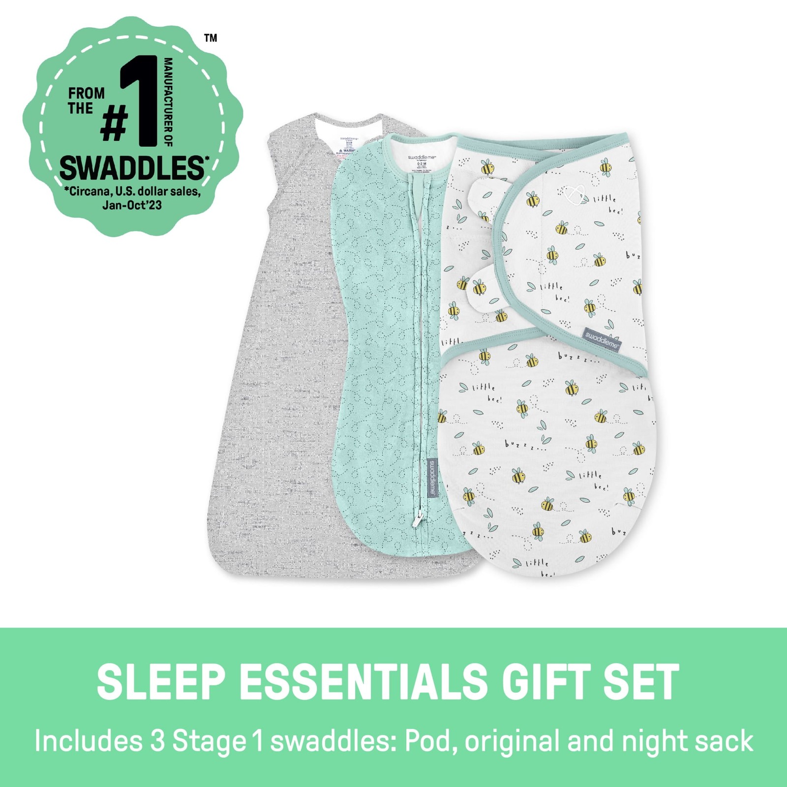 SwaddleMe by Ingenuity Comfort Pack Baby Swaddle Set, Size 0-3 Months, Pod