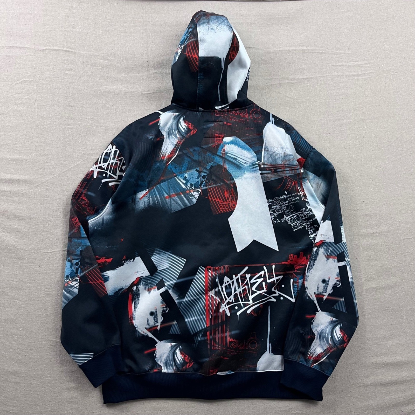 Oakley Zip Up Hoodie Mens XL Multicolor Graffiti Abstract Graphic Fall 2010 image 3