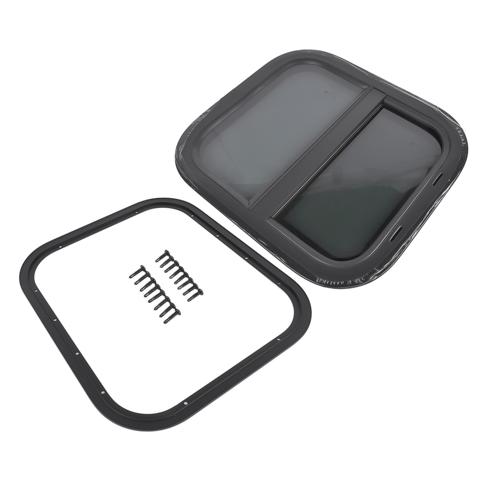 New Vertical RV Window 14" W x 16" H Tinted Sliding + Net Screen and Trim Ring