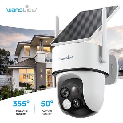 Wansview 2K 3MP Dual-Cam Solar Wireless Security Camera 360°PTZ Human Detection