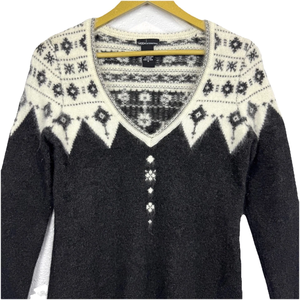 Vintage Moda Angora Wool Nordic Sweater Tunic Dress Size S Grunge Goth Y2K 90s - Image 3 of 4