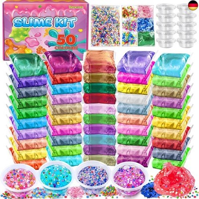 50 Farben DIY Schleim Kit, Slime Making Kit für Mädchen, Crystal Clear Slime, G