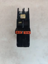 FPE Federal Pacific NC240 2 Pole 40 Amp 120V Thin Red Circuit Breaker Chipped
