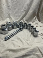 Evercraft Socket Set- 8 Sockets, 1 Extension-  3/4" Drive- 12 pt- Good Condition