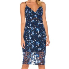 REVOLVE Bardot Sapphire Floral Blue Lace Midi Dress ASO Jane The Virgin