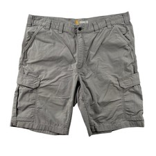 Carhartt Force Broxton Cargo Shorts Men 44 Relaxed Fit Gray Ripstop Utility Work