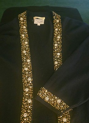 Black Size Large Bead long Sleeve Women's sweater 