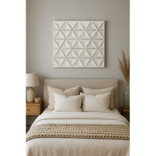 White Square Shape Handcrafted MDF Wall Decor Elegant Home Accent