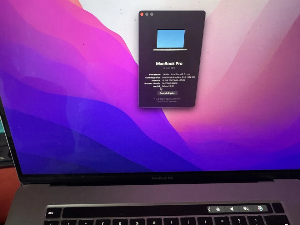 Apple MacBook Pro 16" 2019 · i7 · 16GB · 512GB, foto 4 di 5
