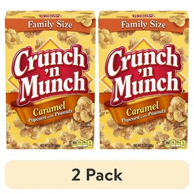 (2-Pack) CRUNCH 'N MUNCH Caramel Popcorn with Peanuts, 12 oz Each