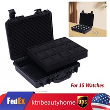 15 Slots Watch Storage Box Case Waterproof Plastic Suitcase Display Storage Case