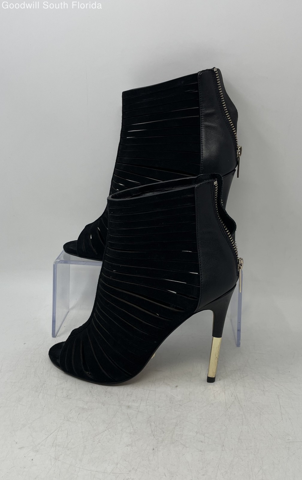 Marciano Womens Black Peep Toe Back Zip Stiletto Ankle Booties Size 37