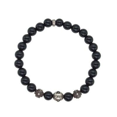 CHROME HEARTS original 8mm BEAD cross ball bead bracelet black | eBay