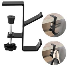 1 PCS Desk Mount Bag Holder Hook Clamp Backpack Hanger Portable Double Black