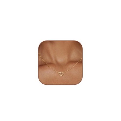 HERIER Cute Heart Necklace Dainty 18k Gold Plated Tiny Heart Pendant Choker Neck