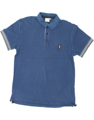 REFRIGUE Mens Slim Polo Shirt XL Navy Blue Cotton BI04