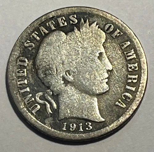 1913 S 10c Barber Dime Silver Coin (1)