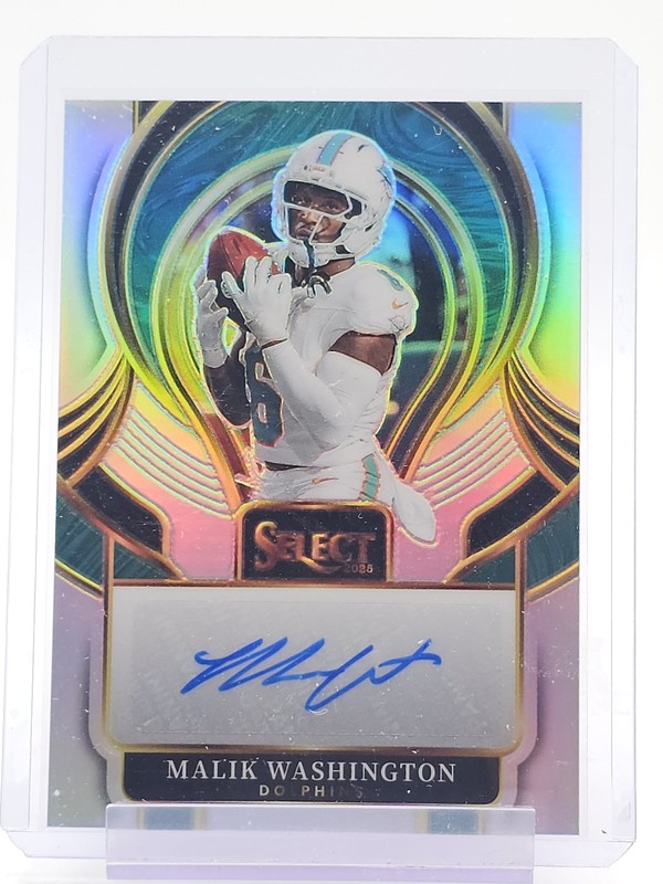 MALIK WASHINGTON 2025 SELECT SIGNATURES SILVER PRIZM #SIP-MWN DOLPHINS Q5677