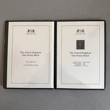 PENNY Black 1840 Stamp in Harrington & Byrne Folder & Certificate Used (M1)