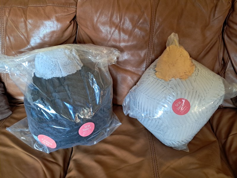 2 Brand New w/ tag Sew Sweet Minky Stuffies Ornaments Christmas Pillows Textured