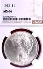 NGC MS-66! 1923 PEACE DOLLAR