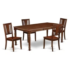 East West Furniture Dover 5-piece Traditional Wood Dining Set in Mahogany