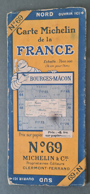 Alte Straßenkarte Michelin N 69 BOURGES-MACON 1925