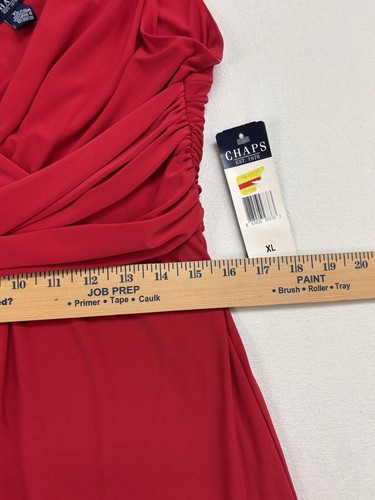 Chaps Red Sleeveless Maxi Evening Dress Sz XL Slinky Stretch V-Neck Formal - Picture 6 of 22
