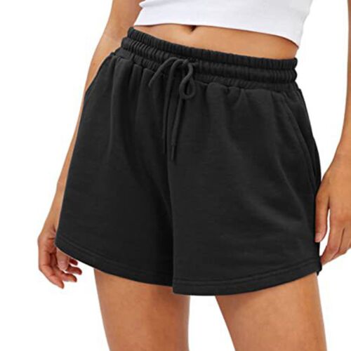 Womens Sweat Shorts Summer Casual Comfy High Waisted Drawstring Lounge Shorts - Picture 28 of 48