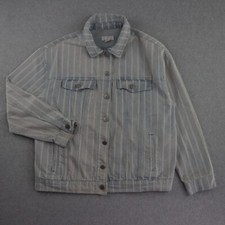 Ivy + Main Denim Jacket Women's Medium Blue Vertical Striped Long Sleeve