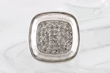 LIA SOPHIA SILVERTONE CLEAR CRYSTALS RING FASHION SIZER 8 SIGNED 0921