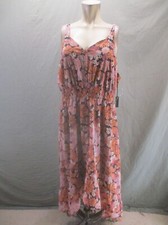 NWT 3RD+MALT Size 3XL Womens Floral Ruched Waist Open Back Midi Sundress 183