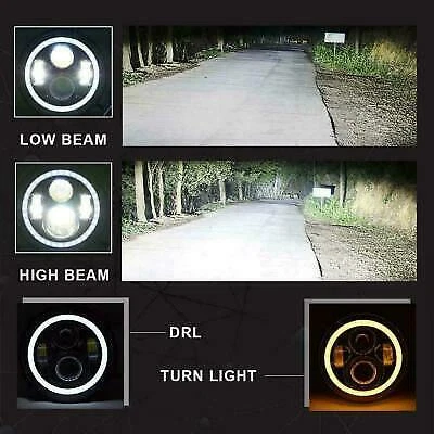 7" LED Headlight DRL Turn light Assembly For Chevy Pickup C10 C20 K10 K20 Truck - Image 2 of 4