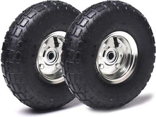 2-Pack 4.10/3.50-4  Tire and Wheel - 10  Replacement Rubber Tire For Hand Truck