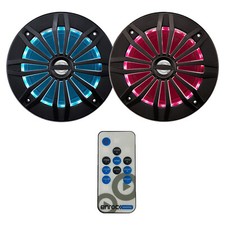 Enrock 6.5" 180W Max Marine Multicolor LED Black Speakers Pair w/LED Remote