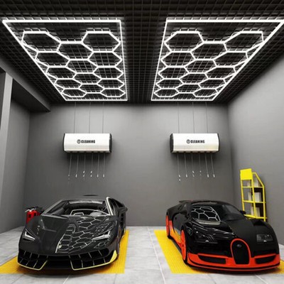 8/14X Hexagon LED Lampe Werkstatt Garage Wand Decken Leuchte Waben Beleuchtung