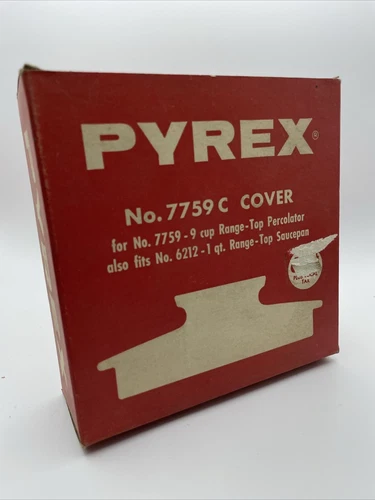 Vintage Pyrex No. 7759c Cover For No. 9 Cup Range Top Percolator And No. 6212