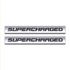 2x Chrome Black Coated Supercharged Metal Car Logo Trunk Turbocharged Suv Emblem