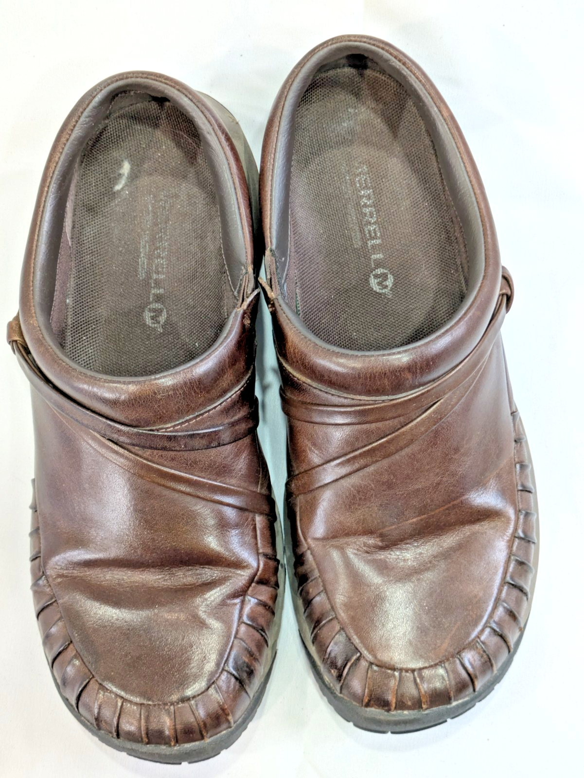 Mocassini slip on Merrell donna taglia 9 in pelle marrone