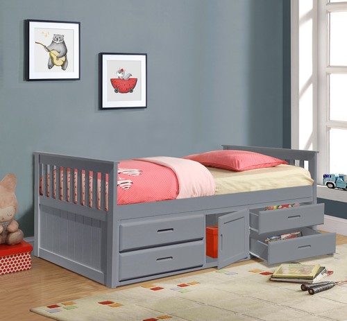 3ft Captains Cabin Bed In Grey White or Caramel with Drawers and Storage - Picture 5 of 9
