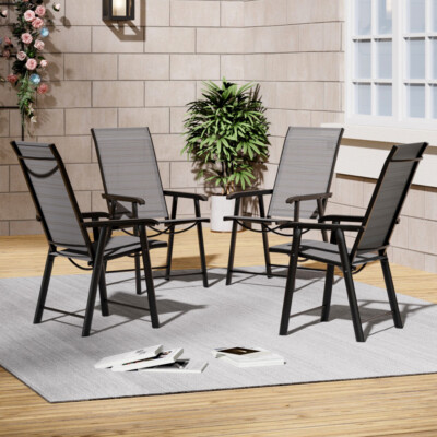 Garden Furniture Black Metal Metal Folding Patio Set 2/4/6X