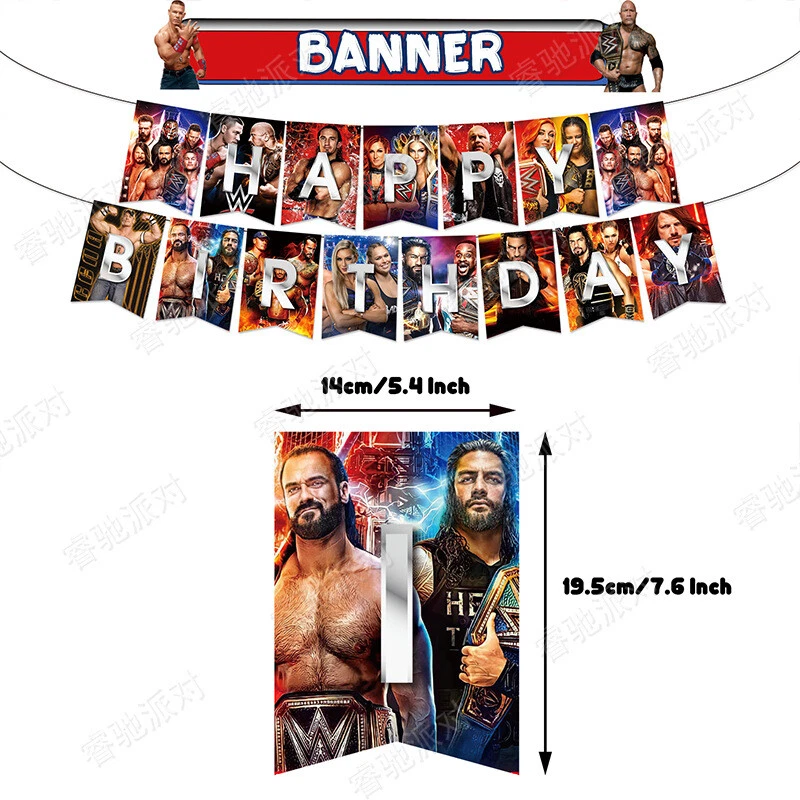 WWE SmackDown Theme Birthday Party Backdrop Decoration Supplies Set CM Punk 38pc - Image 3 of 4