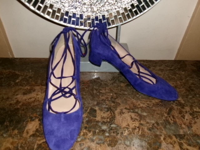 Новый J. Crew $218 на шнуровке низкий каблук в замше блестящий фиолетовый f4867 размер 12 - Изображение 2 из 4