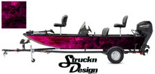Crappie Fishing Fish Boat Bass US Wrap Graphic Pink Black Vinyl Decal Skeletons 